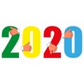 New 2020 year. Colored numbers in the hands