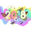 New year 2018. Colorful design. 3D Wavy Background. vector.