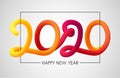 2020 New Year colorful gradient 3d lettering