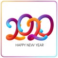 2020 New Year colorful gradient 3d lettering