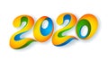 2020 New Year colour banner paper cut art