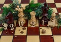 Concept photography, new year composition on a chessboard with a queen and other pieces, 2021, Flat lay, copy space Royalty Free Stock Photo