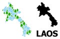 New Year Composition Map of Laos of Snow and Fir Forest