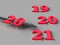 New year concept. The arrow points to the figure 2021 Royalty Free Stock Photo