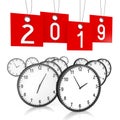 2019 New Year concept - clocks