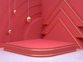 New year concept 3d rendering gold sphere red scene wall floor corner abstract minimal christmas holiday