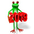 2019 New Year concept - green frog Royalty Free Stock Photo