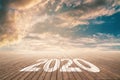 2020 New year concept with parquet floor against sunlight Royalty Free Stock Photo