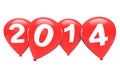 New Year concept. Red christmas balloons with 2014 sign