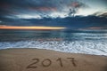 New Year 2017 concept on the sea beach Royalty Free Stock Photo