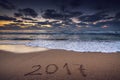 New Year 2017 concept on the sea beach Royalty Free Stock Photo