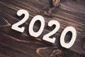 2020 New year concept : 2020 wood number on table background Royalty Free Stock Photo