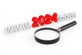 2024 New Year Concept. WWW 2024 Com Site Name with Magnifying Glass. 3d Rendering Royalty Free Stock Photo