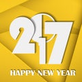 New Year 2017 concept on yellow abstract line card background