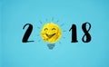 2018 new year concept with yellow crumpled paper ball Royalty Free Stock Photo