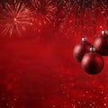 New Year conceptual illustration featuring fireworks and hanging light bulbs as the background Royalty Free Stock Photo