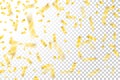 New Year confetti rain gold with transparent background isolated vector