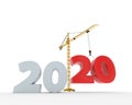 New 2020 year construction background with tower crane Royalty Free Stock Photo