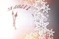 New Year 2024 countdown clock on beautiful silver background with paper snowflakes and lights