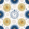 New Year Countdown Clock Seamless Pattern Royalty Free Stock Photo