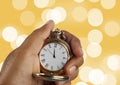 New Year Countdown Concept Golden Antique Watch in a Hand Royalty Free Stock Photo