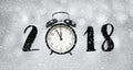 2018 new year countdown concept with time clock and snowfall Royalty Free Stock Photo