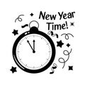 New year 2024 countdown hand drawn sticker, happy new year 2024 countdown icon