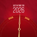 New Year Countdown Poster. Elegant red New Year background featuring a golden clock hand pointing from 2025 to 2026 Royalty Free Stock Photo
