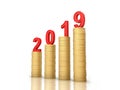 New Year 2019 Creative Design Concept with Gold Coins Royalty Free Stock Photo