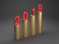 New Year 2019 Creative Design Concept with Gold Coins Royalty Free Stock Photo