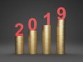 New Year 2019 Creative Design Concept with Gold Coins Royalty Free Stock Photo