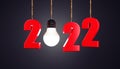 New Year 2022 Creative Design Concept with LED Bulb