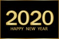 New Year Cretaive Background, banner, cover, postcard 2020. Golden inscription on a black background.