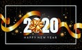 New Year Cretaive Background 2020 with Christmas Bow