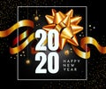 New Year Cretaive Background 2020 with Christmas Bow