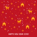 New year 2018 cross stitch greeting card with dog