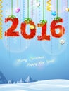 New Year 2016 of crumpled paper as christmas decoration Royalty Free Stock Photo
