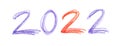 New year 2022 - Cursive numbers by crayon