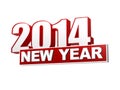 New year 2014 in 3d red figures and block Royalty Free Stock Photo