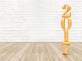 New year 2017 (3d rendering) gold color number on wood plank flo