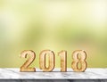 New year 2018 3d rendering on marble table at green abstract b Royalty Free Stock Photo