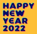 2022 new year. 3d Stylish greeting card vector illustration on orange background. Happy New Year 2022. Trendy geometric font