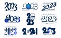 2023 new year date in hand drawn style, icons set.