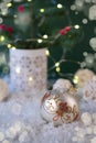 New Year decoration ball on snow background. Royalty Free Stock Photo