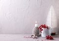 New Year decorations in grey, red and blue.. Royalty Free Stock Photo