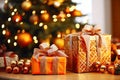 New year delights: presents under the christmas tree