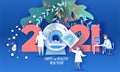2021 New Year design card with Medicine concept MRI scan