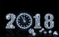 New 2018 year with diamond clock, wallpaper, vector Royalty Free Stock Photo