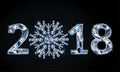 New 2018 year with diamond snowflake Royalty Free Stock Photo