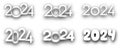 New Year 2024 different paper numbers for calendar header on white background Royalty Free Stock Photo